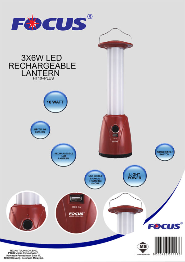 Focus 3x6W LED Rechargeable Lantern - Image 2